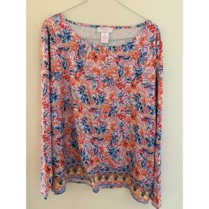 Stella Parker Top Shirt Women's XL Colorful Floral Long Sleeve